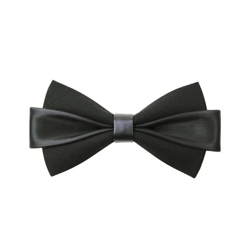 Men's Double Color PU Leather Bow Tie - Image 4