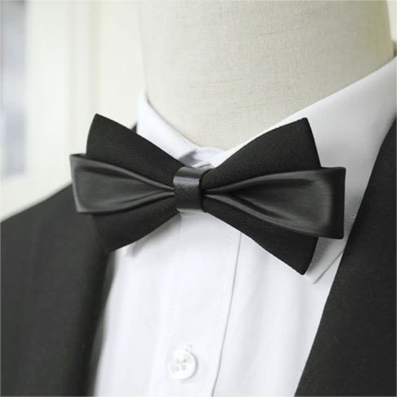 Men's Double Color PU Leather Bow Tie - Image 5