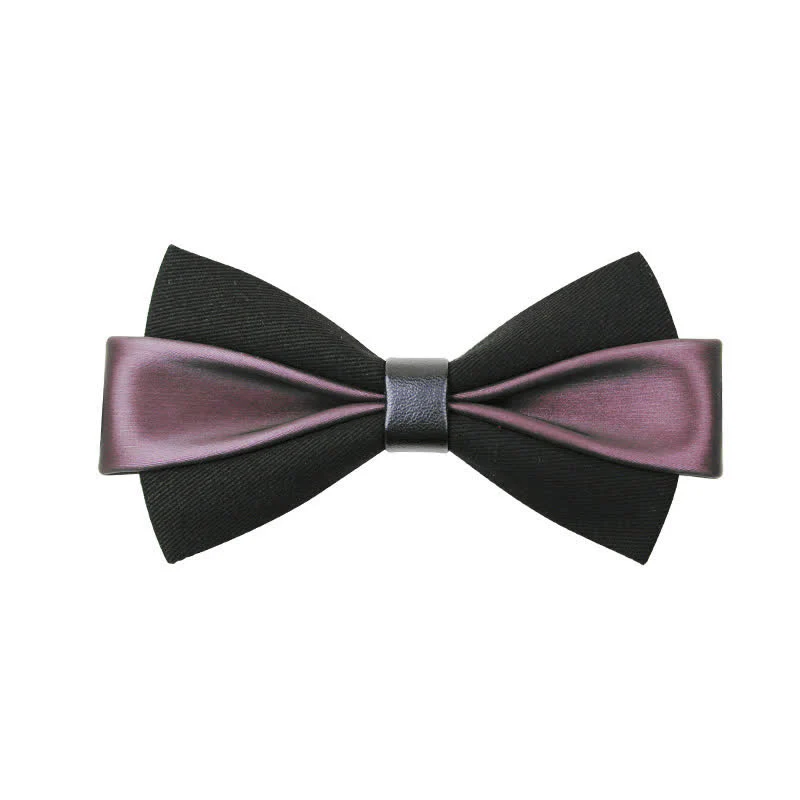Men's Double Color PU Leather Bow Tie - Image 6