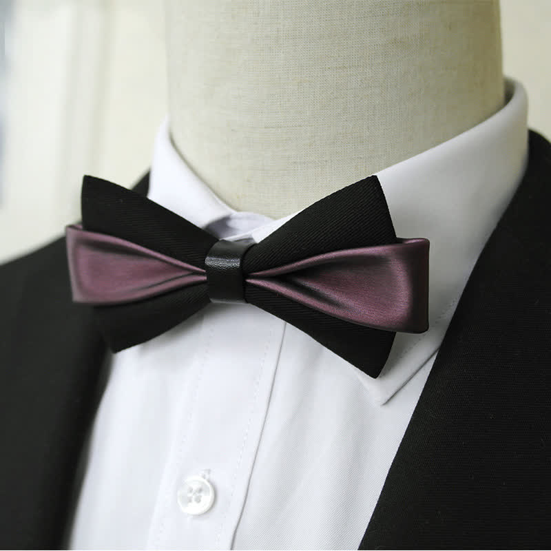 Men's Double Color PU Leather Bow Tie - Image 7