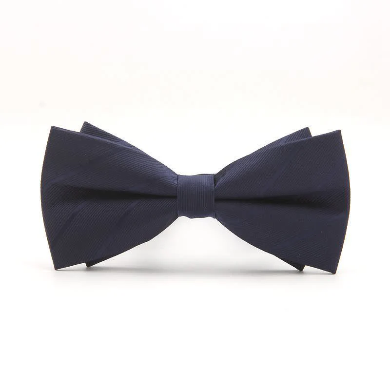 Men's Double-layer Plain Striped Bow Tie - Image 5