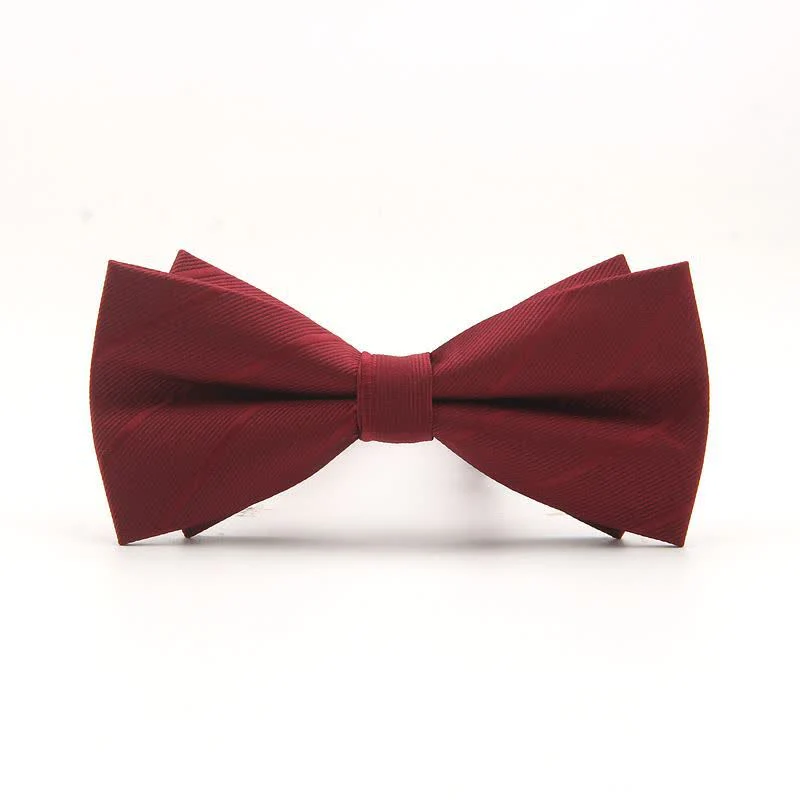 Men's Double-layer Plain Striped Bow Tie - Image 6
