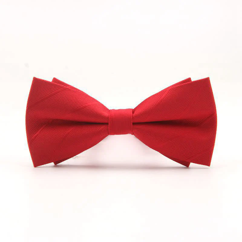 Men's Double-layer Plain Striped Bow Tie - Image 7