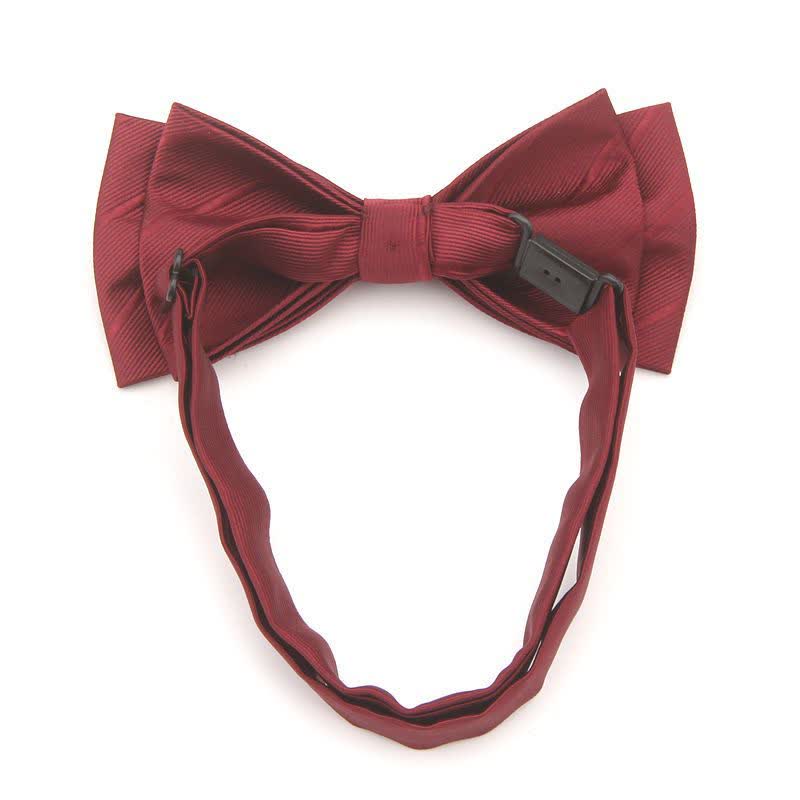 Men's Double-layer Plain Striped Bow Tie - Image 8