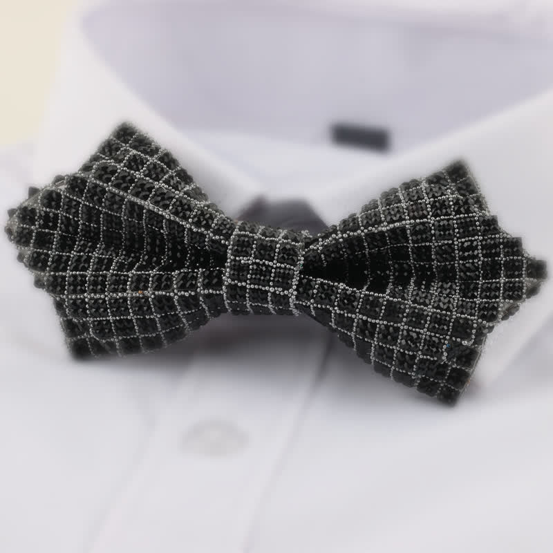 Men's Double Layered Pointed Square Rhinestone Bow Tie - Image 2