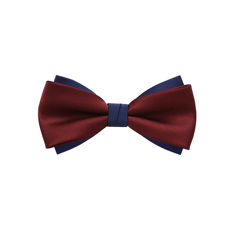 Men's Double-Layers Color Clash Bow Tie - Image 7