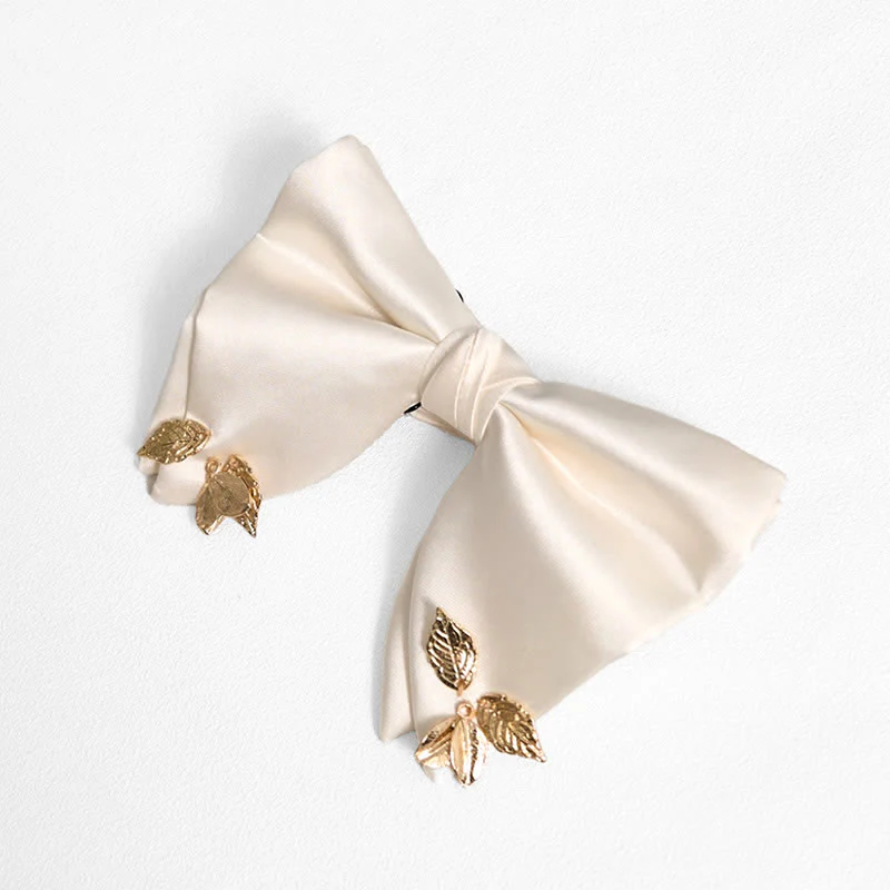 Men's Double-Layers Leaves Oversized Bow Tie Pocket Square - Image 3