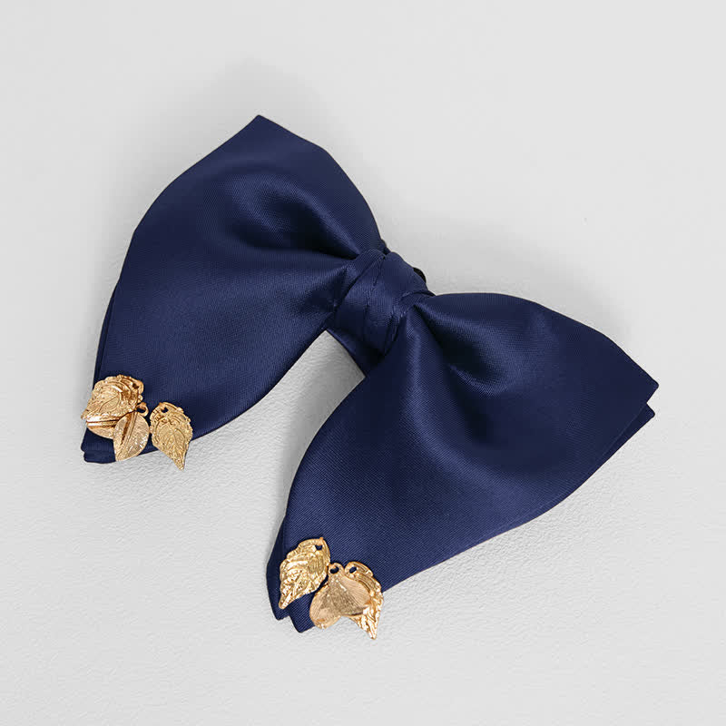 Men's Double-Layers Leaves Oversized Bow Tie Pocket Square - Image 7