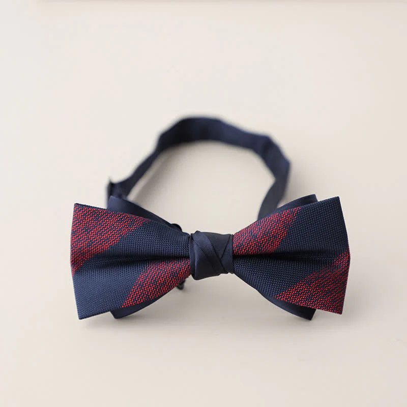 Men's Double Layers Striped Floral Colored Bow Tie - Image 12