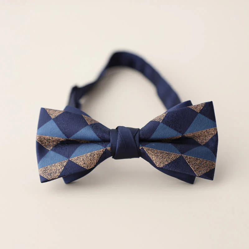 Men's Double Layers Striped Floral Colored Bow Tie - Image 13