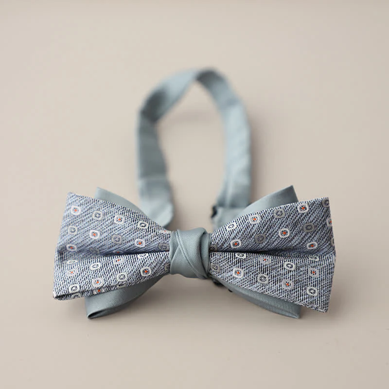 Men's Double Layers Striped Floral Colored Bow Tie - Image 15