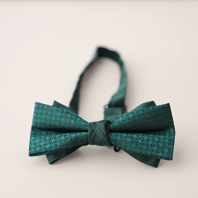 Men's Double Layers Striped Floral Colored Bow Tie - Image 17