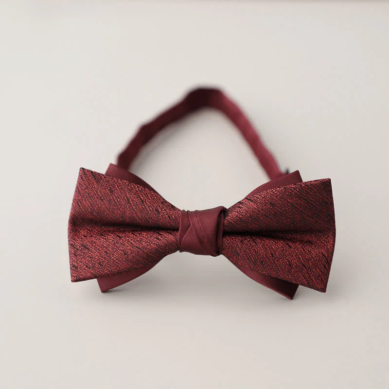 Men's Double Layers Striped Floral Colored Bow Tie - Image 20