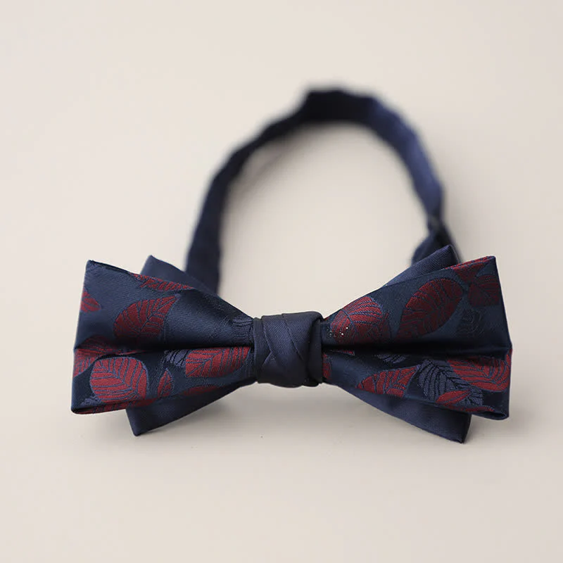 Men's Double Layers Striped Floral Colored Bow Tie - Image 21