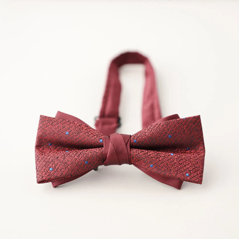 Men's Double Layers Striped Floral Colored Bow Tie - Image 24