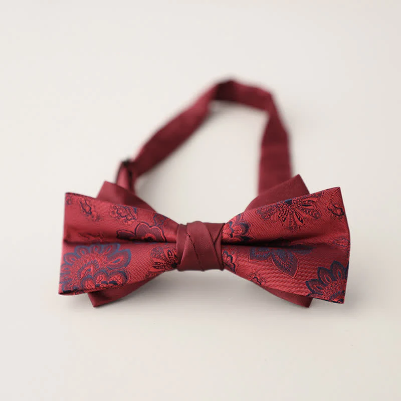 Men's Double Layers Striped Floral Colored Bow Tie - Image 26