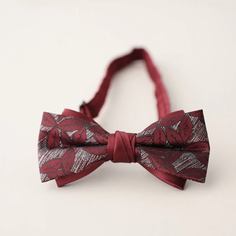Men's Double Layers Striped Floral Colored Bow Tie - Image 27