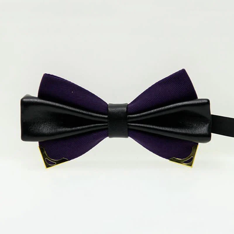 Men's Double Leather Golden Metal Edge Bow Tie - Image 9