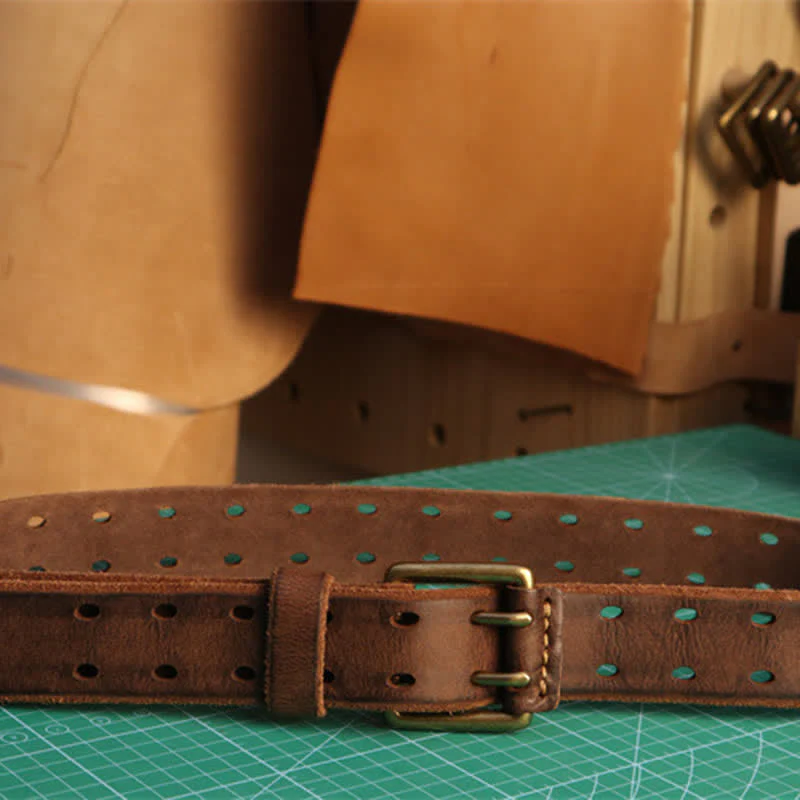 Men's Double Needle Buckle Casual Jean Leather Belt - Image 13