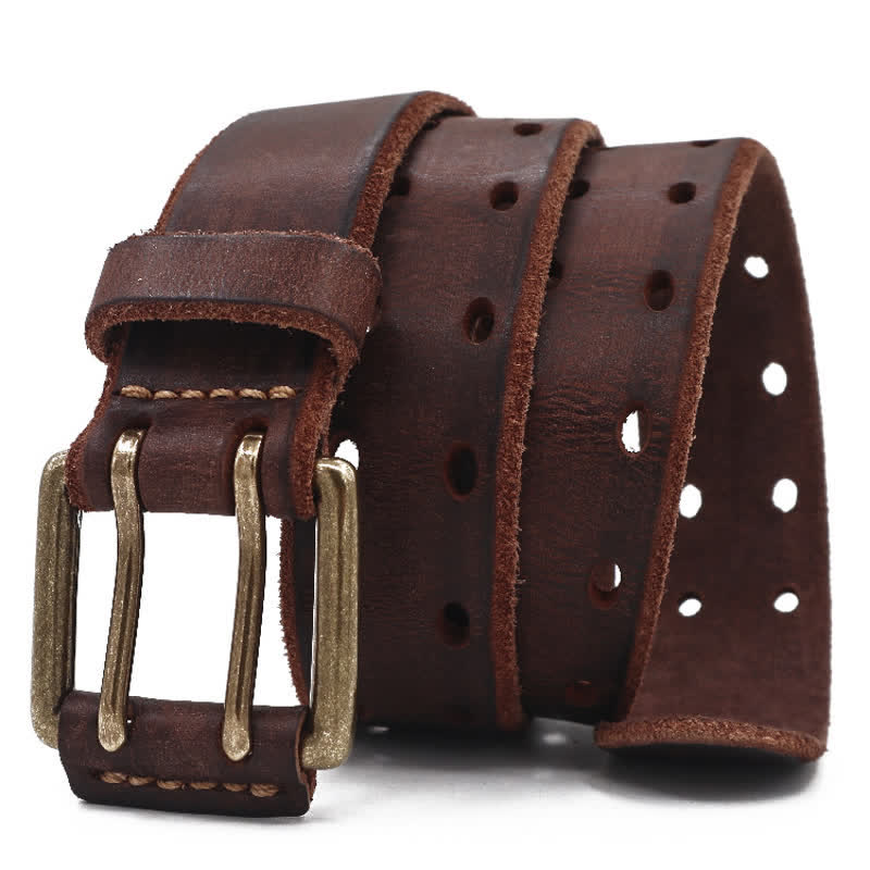 Men's Double Needle Buckle Casual Jean Leather Belt - Image 14