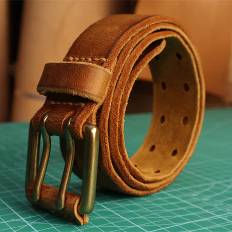 Men's Double Needle Buckle Casual Jean Leather Belt - Image 3