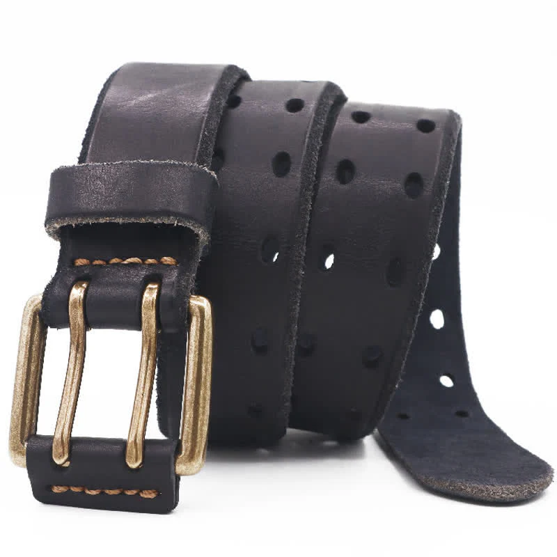 Men's Double Needle Buckle Casual Jean Leather Belt - Image 7