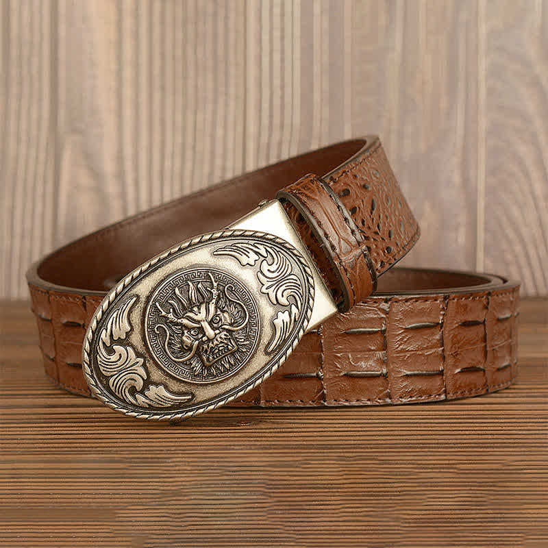 Men's Dragon Head Crocodile Pattern Leather Belt - Image 20