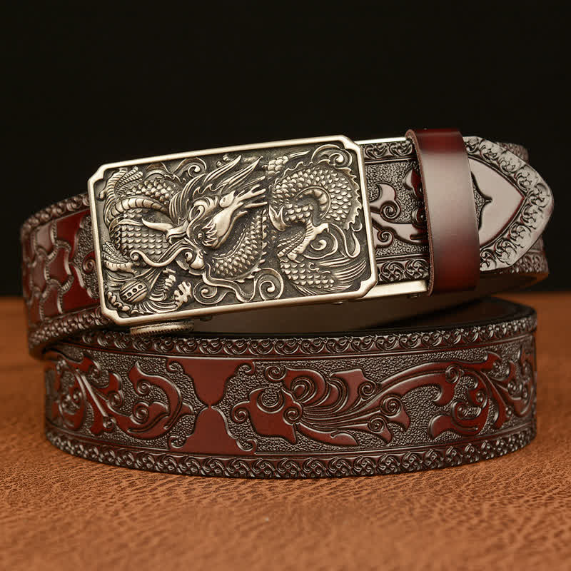Men's Dragon Square Buckle Leather Belt - Image 15