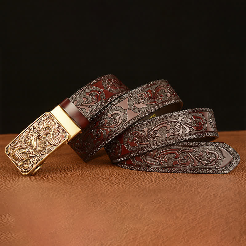 Men's Dragon Square Buckle Leather Belt - Image 5