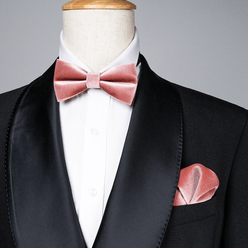 Men's Dusty Pink Solid Color Velvet Bow Tie