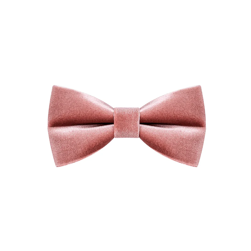 Men's Dusty Pink Solid Color Velvet Bow Tie - Image 7