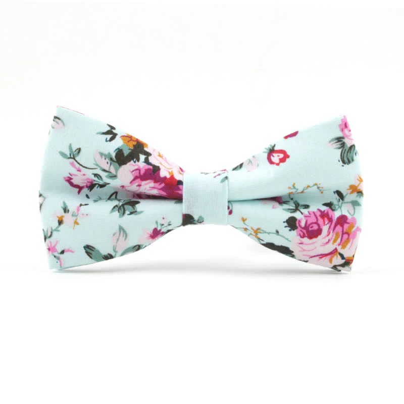 Men's Dyeing Rose Leaves Floral Bow Tie - Image 5