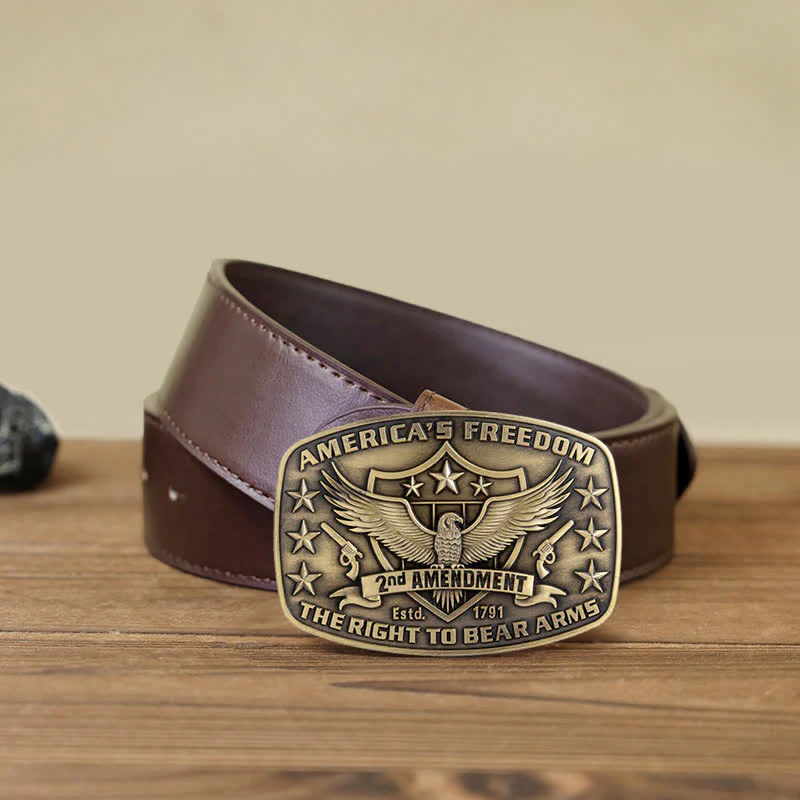 Men's DIY Eagle America's Freedom Buckle Leather Belt - Image 13