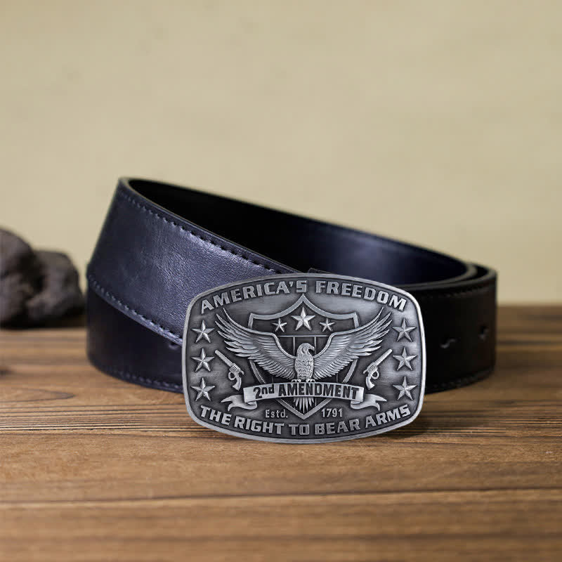 Men's DIY Eagle America's Freedom Buckle Leather Belt - Image 6