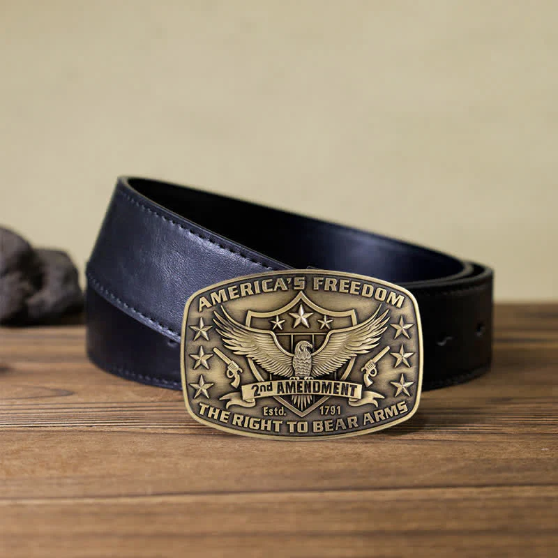 Men's DIY Eagle America's Freedom Buckle Leather Belt - Image 7