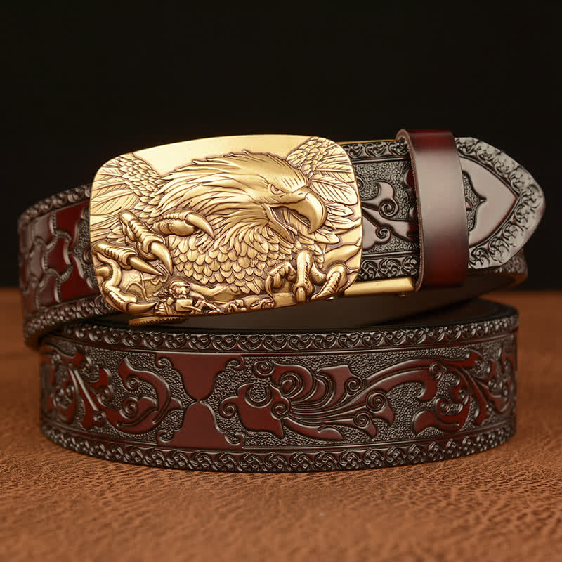 Men's Eagle Buckle Genuine Leather Embossing Belt - Image 10