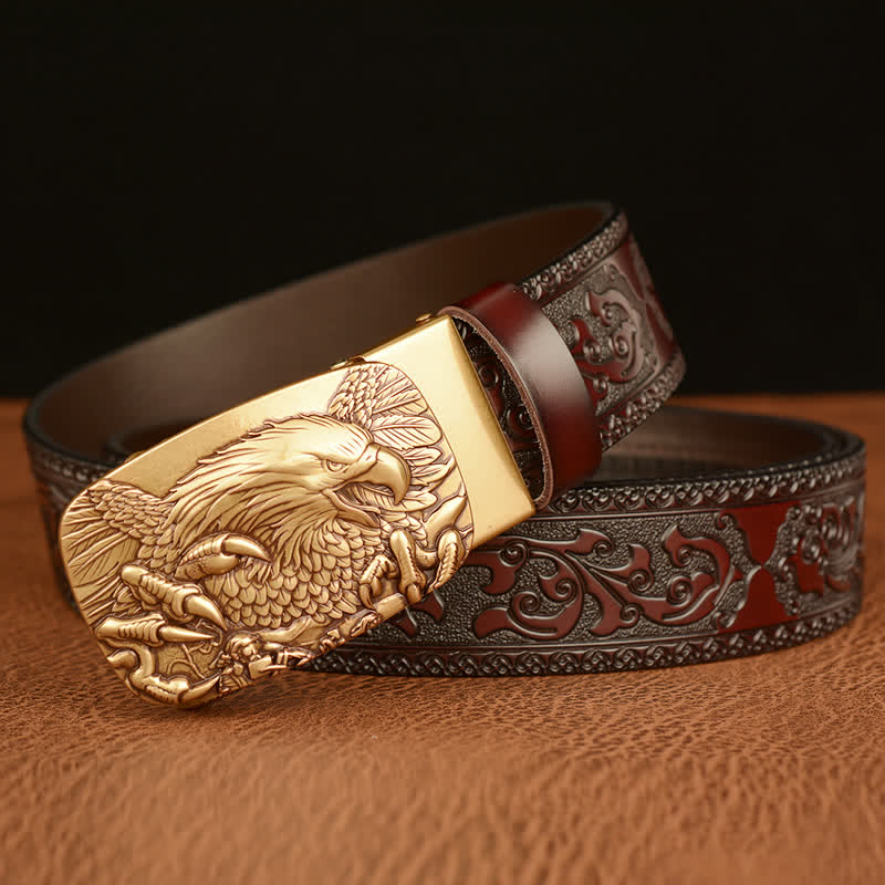 Men's Eagle Buckle Genuine Leather Embossing Belt - Image 12