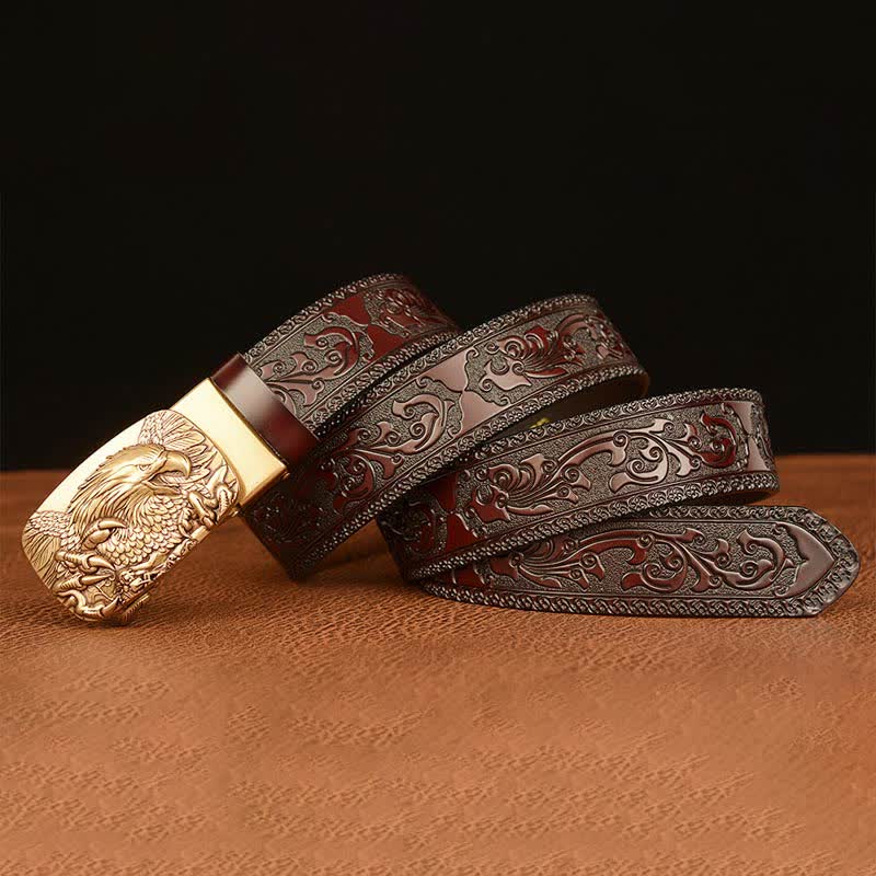 Men's Eagle Buckle Genuine Leather Embossing Belt - Image 14