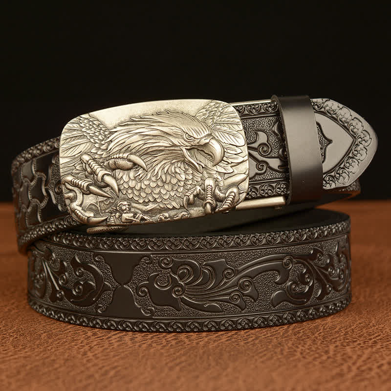 Men's Eagle Buckle Genuine Leather Embossing Belt - Image 15