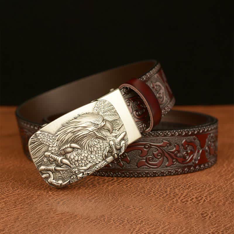 Men's Eagle Buckle Genuine Leather Embossing Belt - Image 19