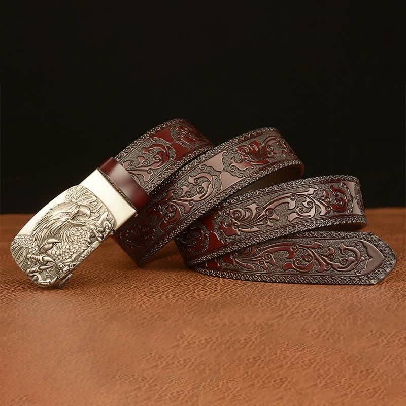 Men's Eagle Buckle Genuine Leather Embossing Belt - Image 20