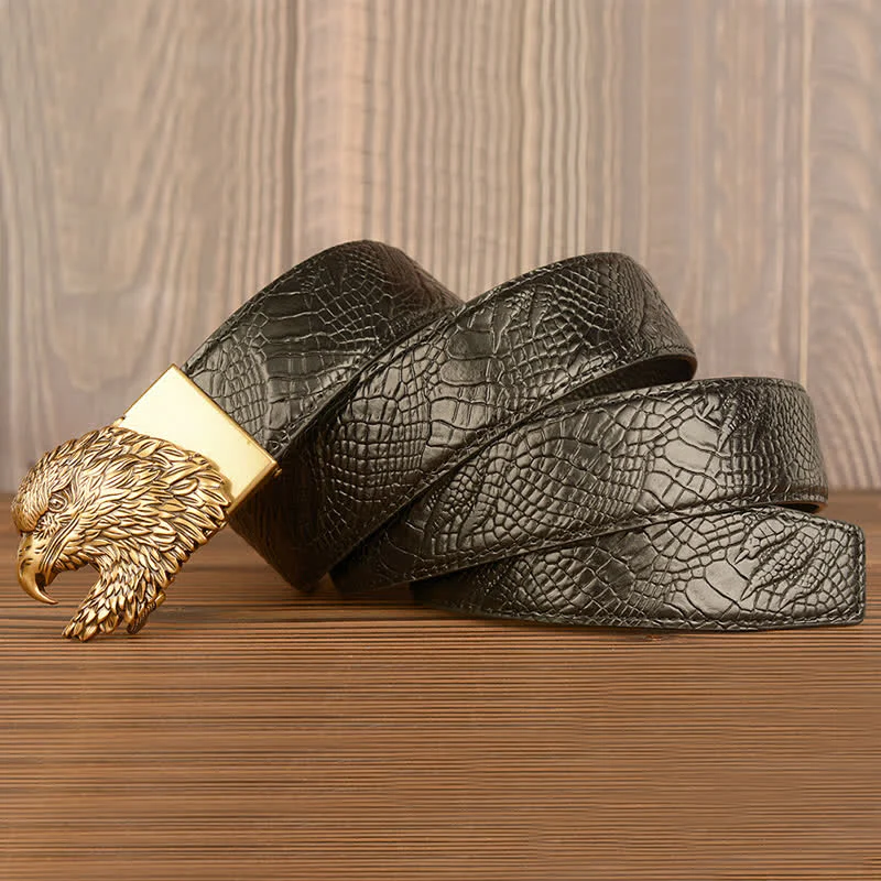 Men's Eagle Cool Alligator Claw Pattern Leather Belt - Image 13