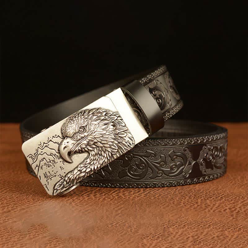 Men's Eagle Head Carved Leather Belt - Image 19