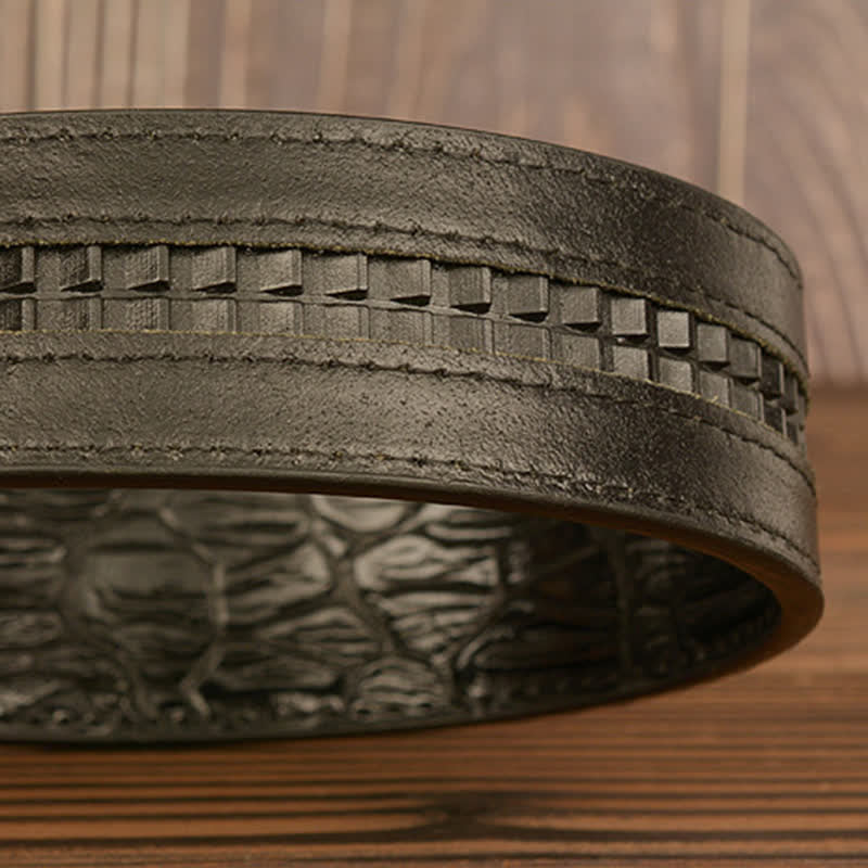 Men's Eagle Head Crocodile Embossed Leather Belt - Image 11