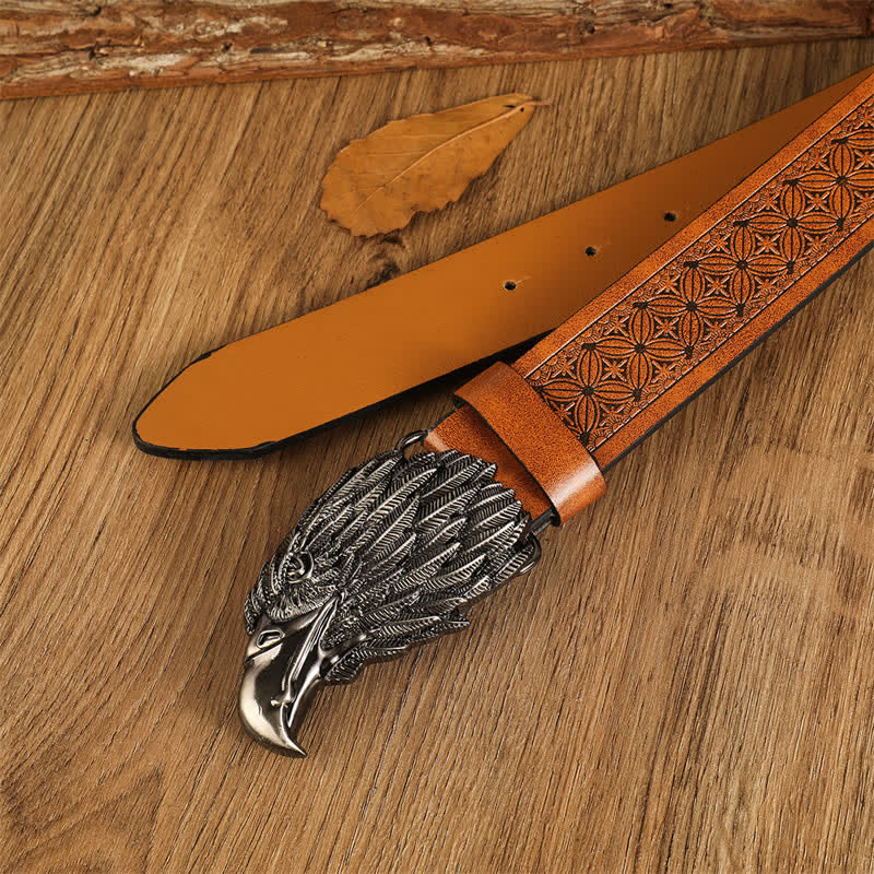 Men's Eagle Head Realistic Vulture Western Leather Belt - Image 10