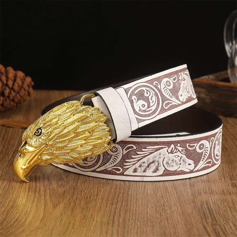 Men's Eagle Head Realistic Vulture Western Leather Belt - Image 14