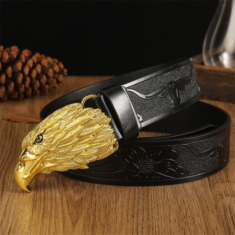 Men's Eagle Head Realistic Vulture Western Leather Belt - Image 16