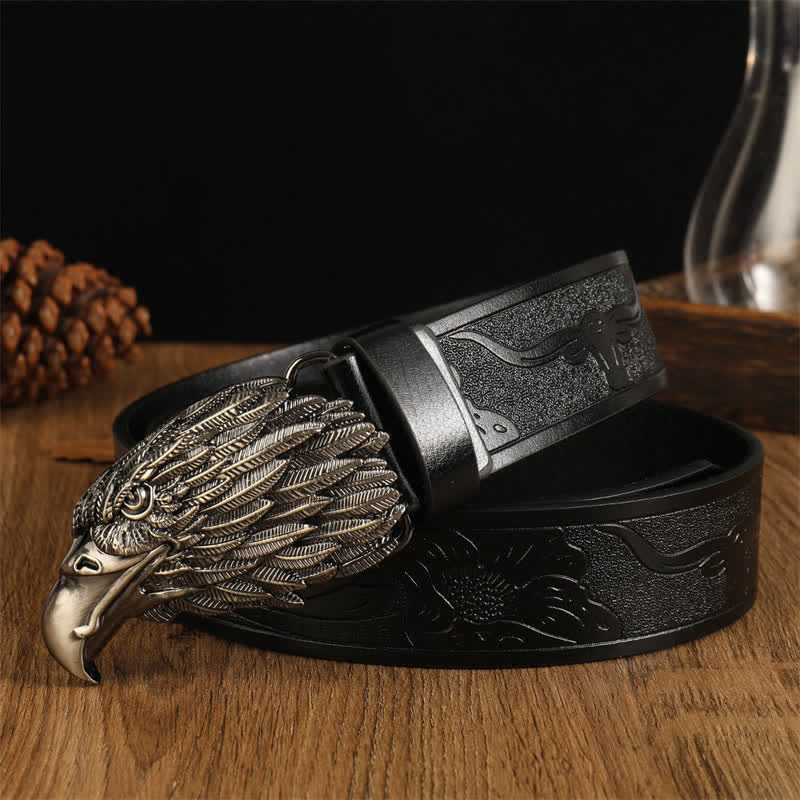 Men's Eagle Head Realistic Vulture Western Leather Belt - Image 5