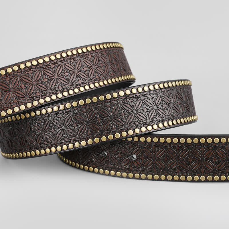 Men's Eagle Soaring Studded Western Leather Belt - Image 4