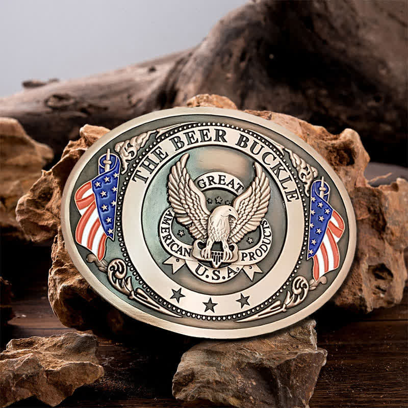 Men's DIY Eagle USA Flag Creative Beer Holder Buckle Leather Belt - Image 8